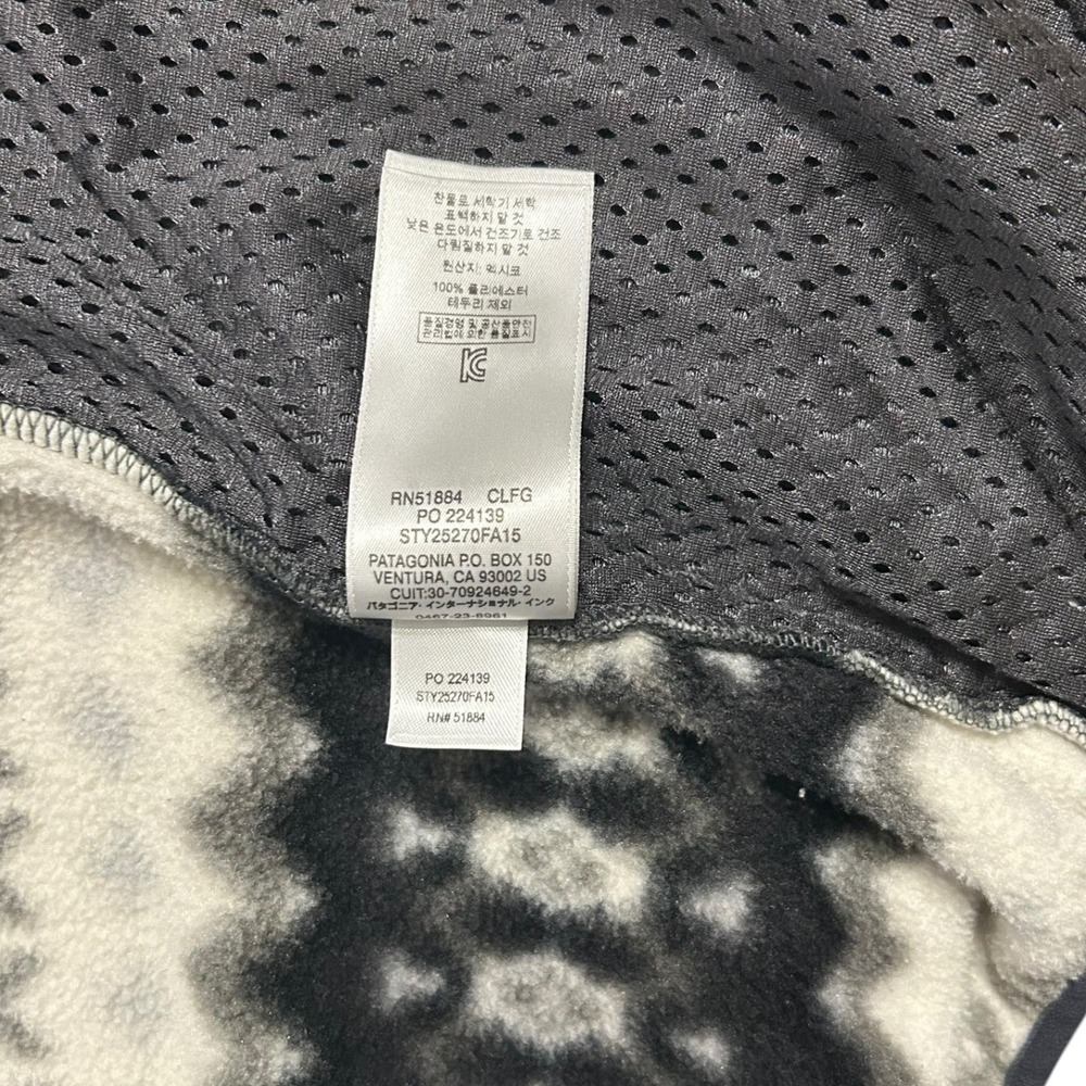 Patagonia Synchilla Fleece Full Zip Hoodie Fair Isle Black White 25270 FA15 - Picture 4 of 9